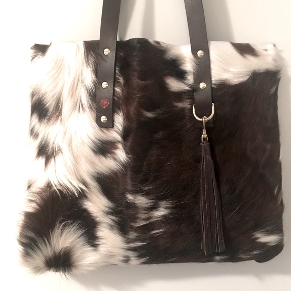New Leather hair on hide Fabulous One of a Kind Leather Cowhide Tote Bag 👜 - Picture 4 of 15